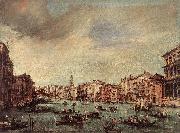 GUARDI, Francesco The Grand Canal, Looking toward the Rialto Bridge sg oil on canvas